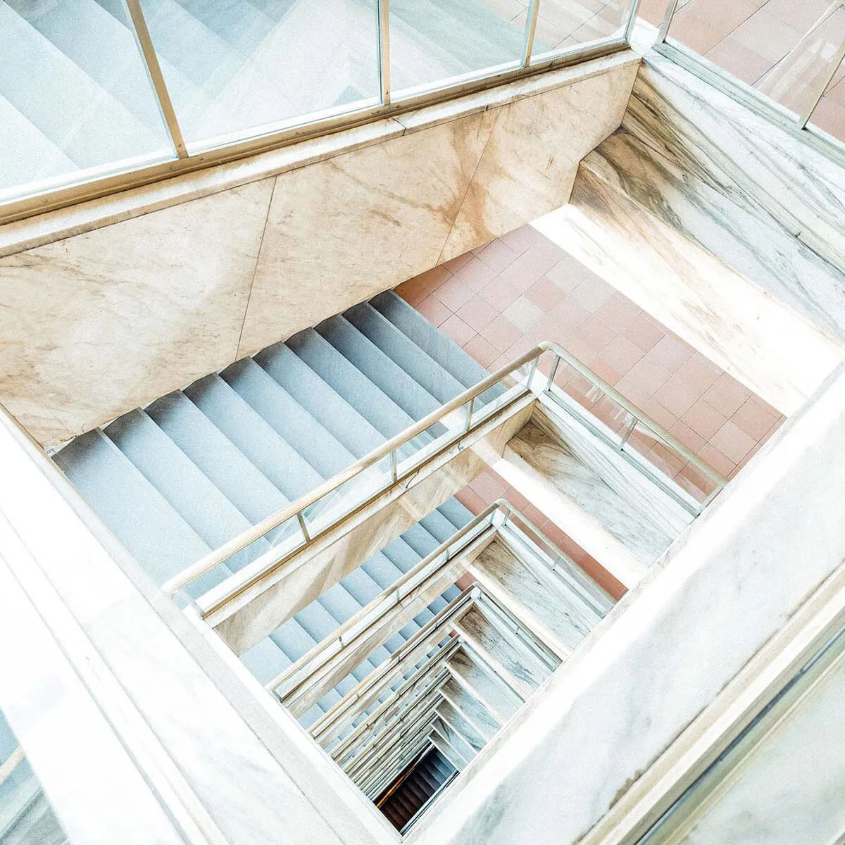 The staircase in the Radost building