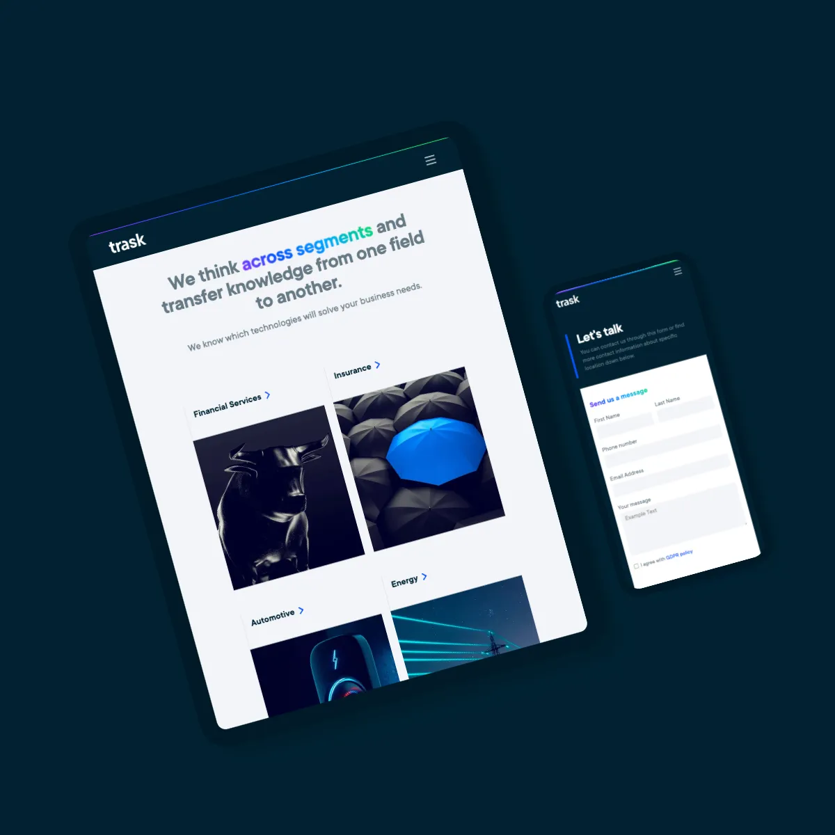 Website on tablet and mobile