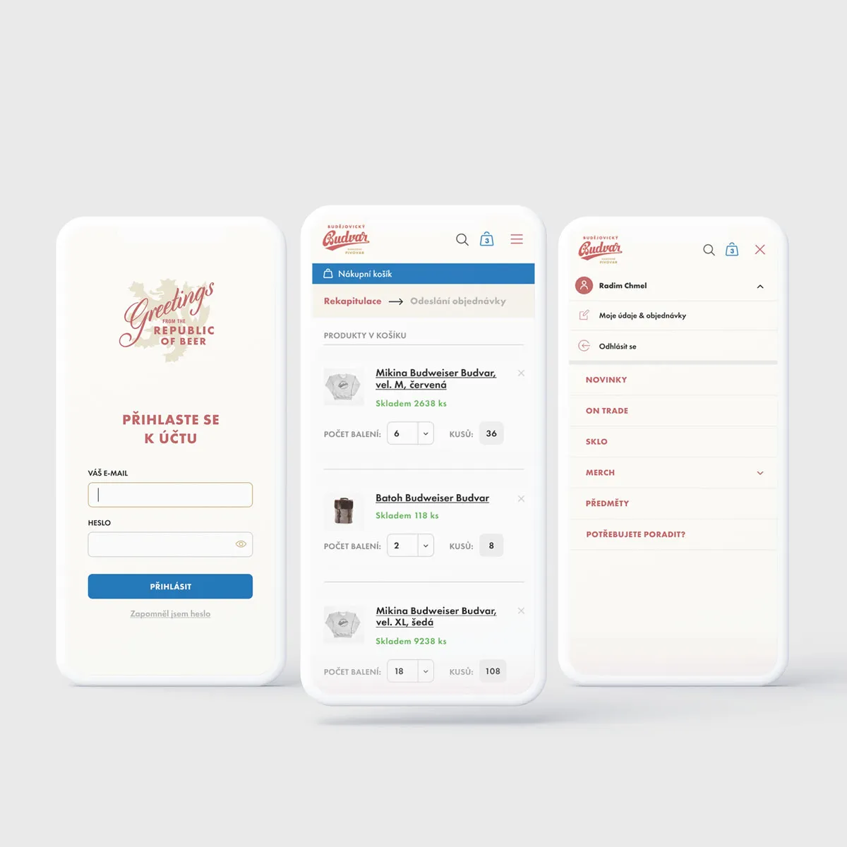 E-shop displayed on a mobile phone