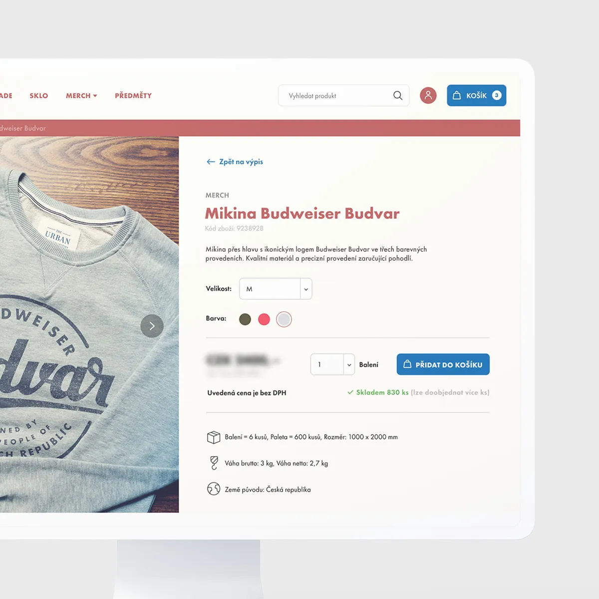 Detail of the product in the e-shop