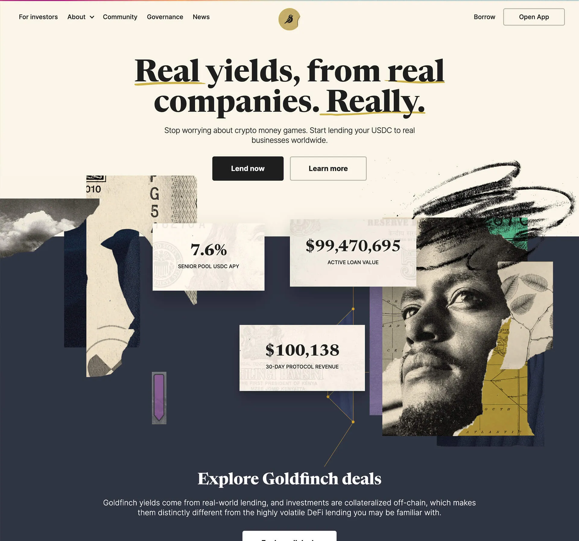 Webová stránka Goldfinch Finance