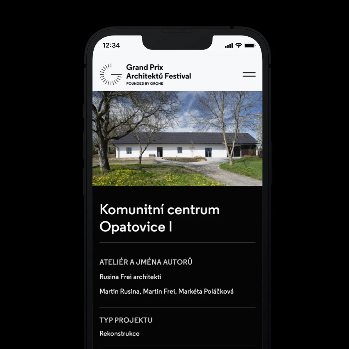 Náhled gpaf.cz webu na mobilním telefonu