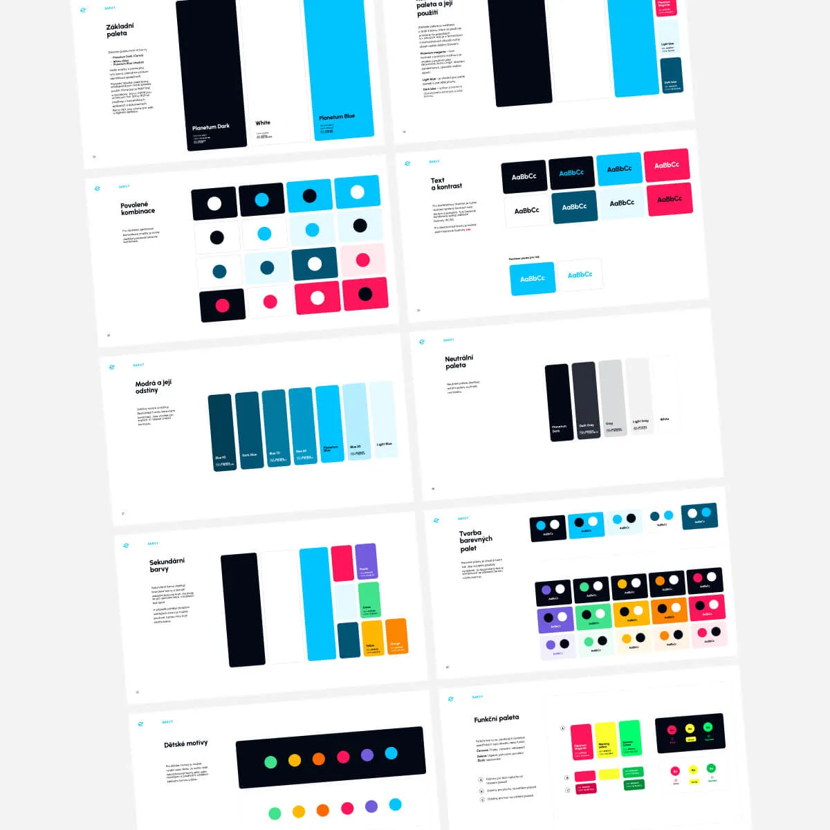 Visual identity manual with Planetum color palette, typography and graphics system.