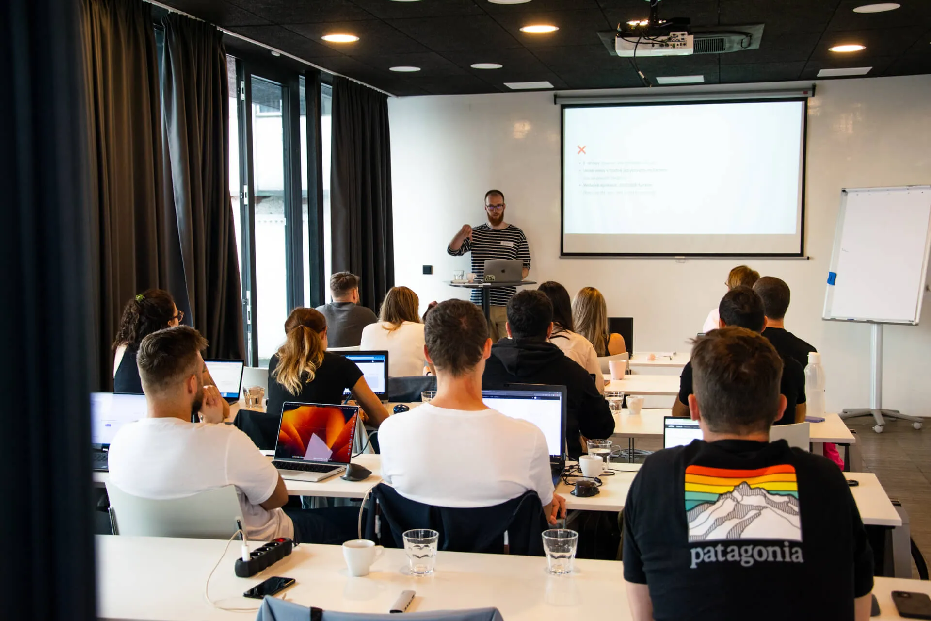 Instructor and Semibold lead web designer, Tomáš Návrata, lecturing at the 'Webflow from the Ground Up' workshop