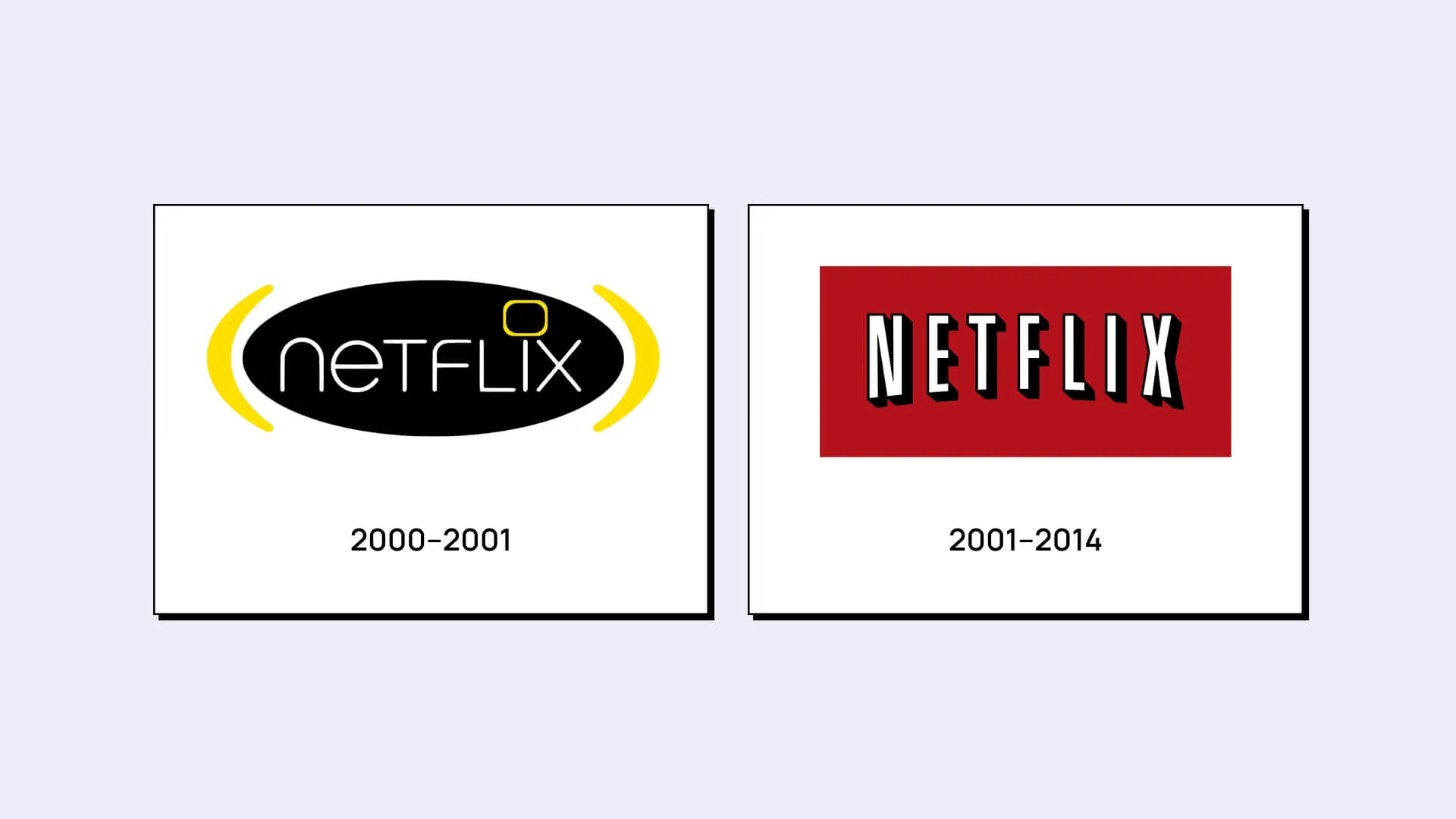 Comparison of the Netflix logo between 2000–2001 and 2001–2014