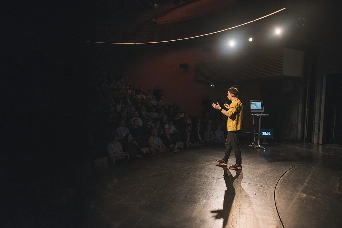 Jakub Ptačin speaking at the How To Brand 2025 conference