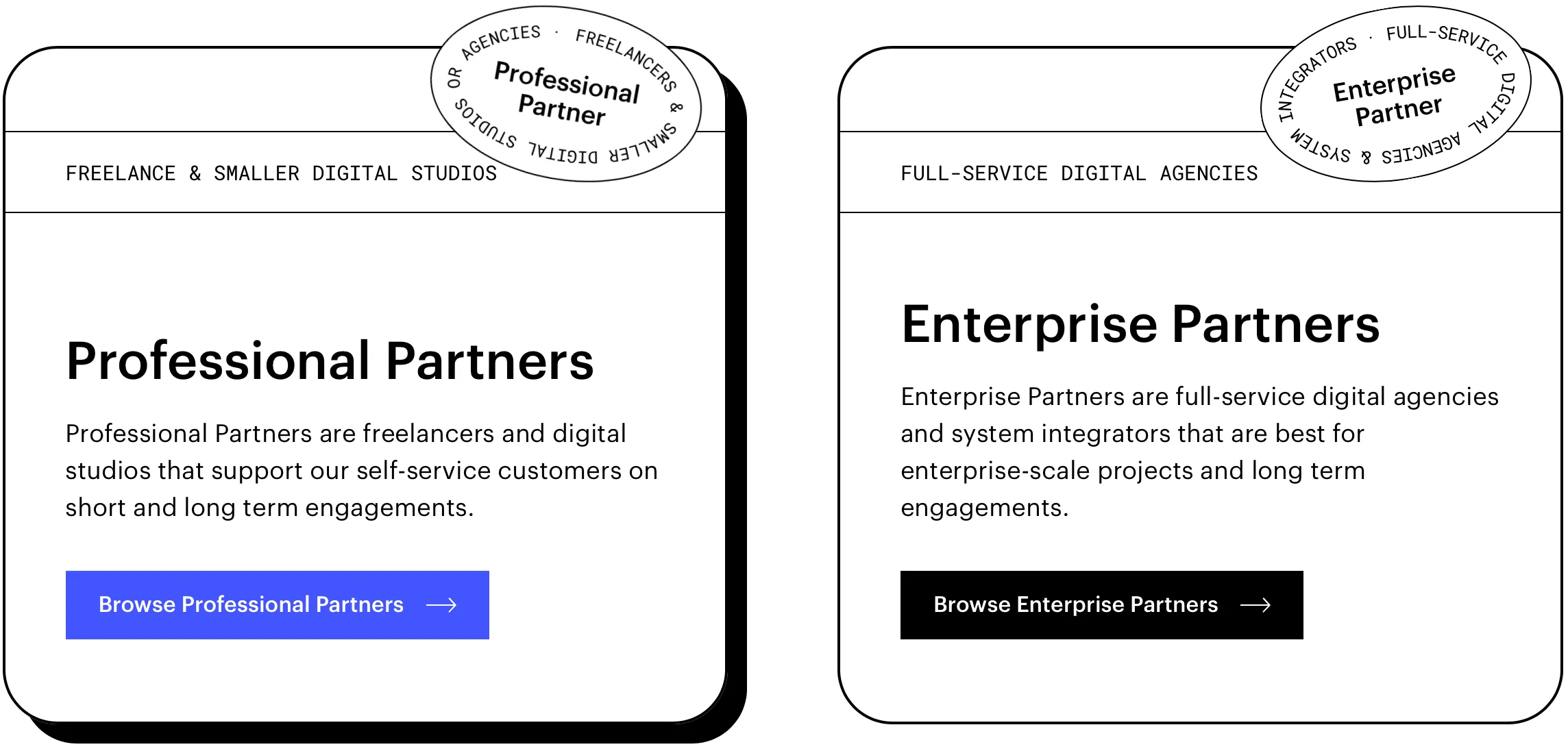 Snímek obrazovky s rozcestníkem certifikovaných partnerů Webflow