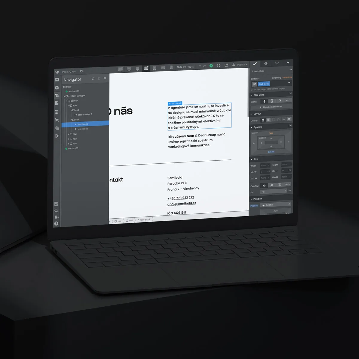 Designérské rozhraní Webflow
