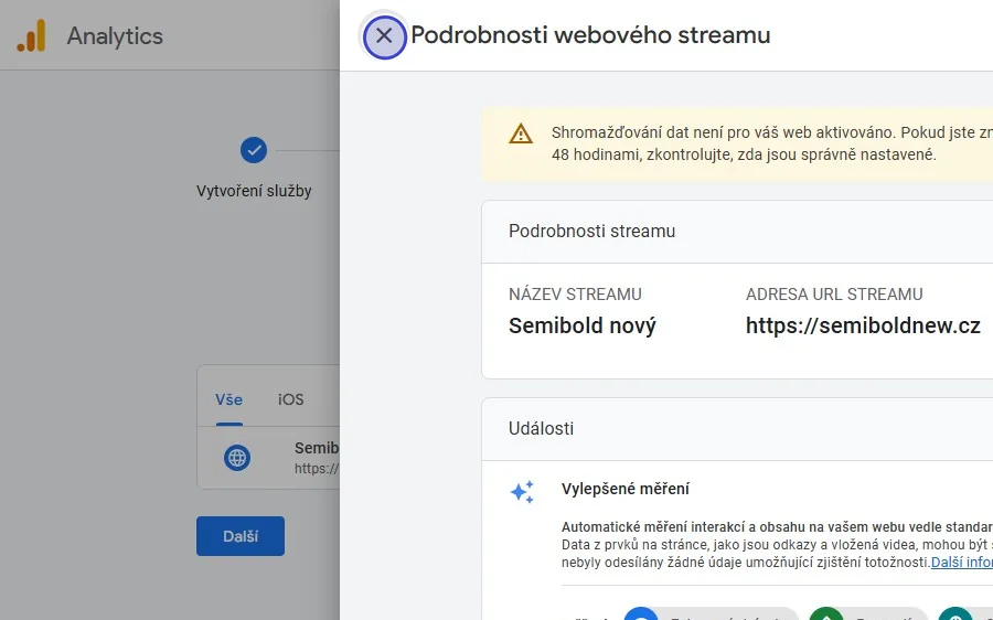 Krok 20: Vlevo nahoře zavřete okno Podrobnosti webového streamu.