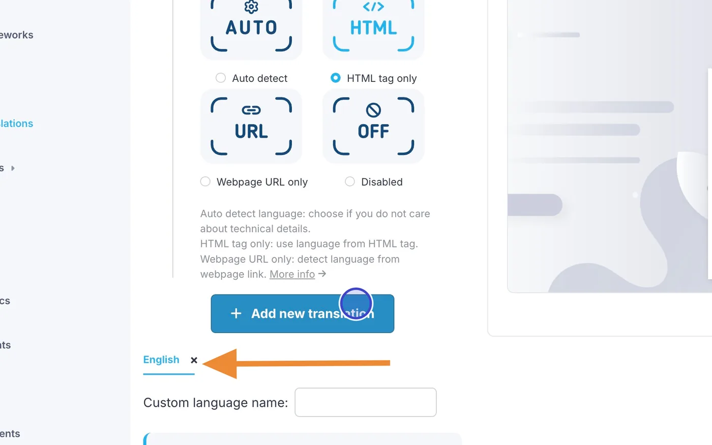 Krok 7: Upravte existující jazykovou verzi, nebo klikněte na Add new translation.