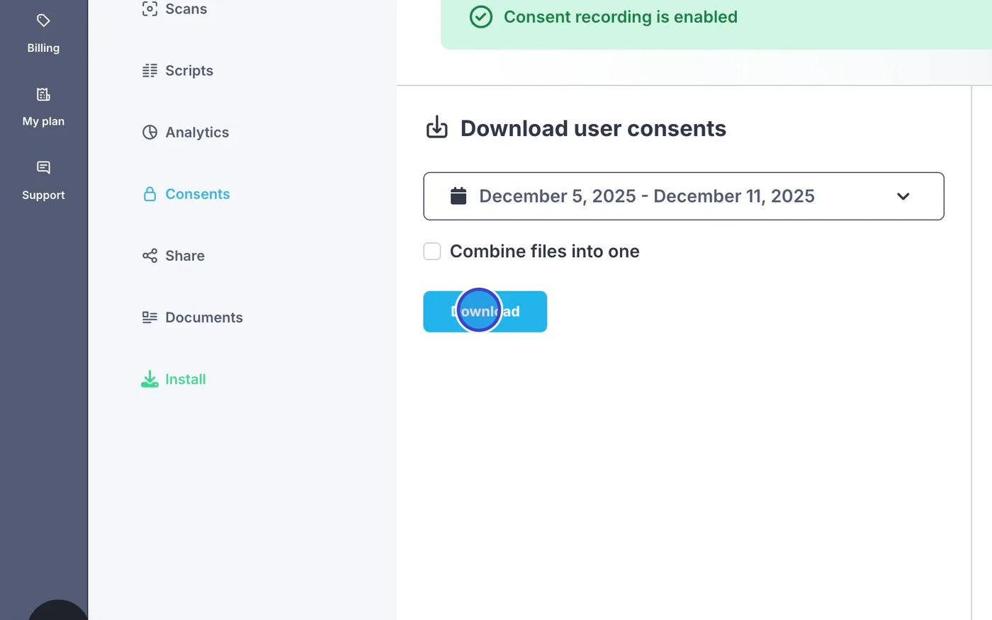 Krok 23: Vyberte období a klikněte na Download.