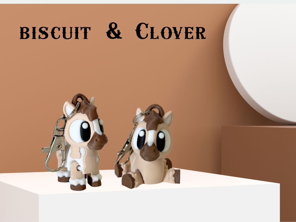 3D Printed Horse Keychain - Biscuit & Clover