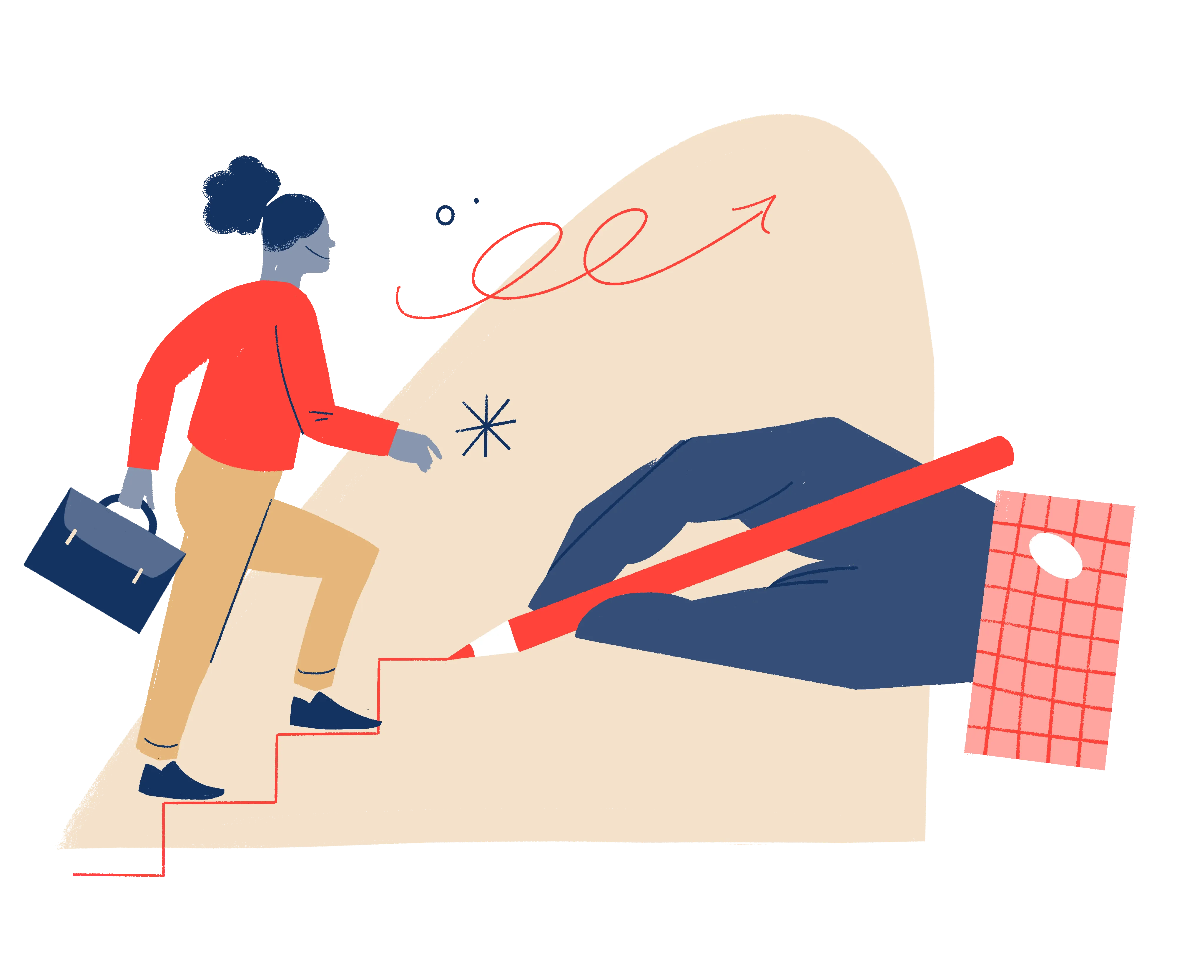 Illustration einer Person, die durch Personalentwicklung beruflich gefördert wird