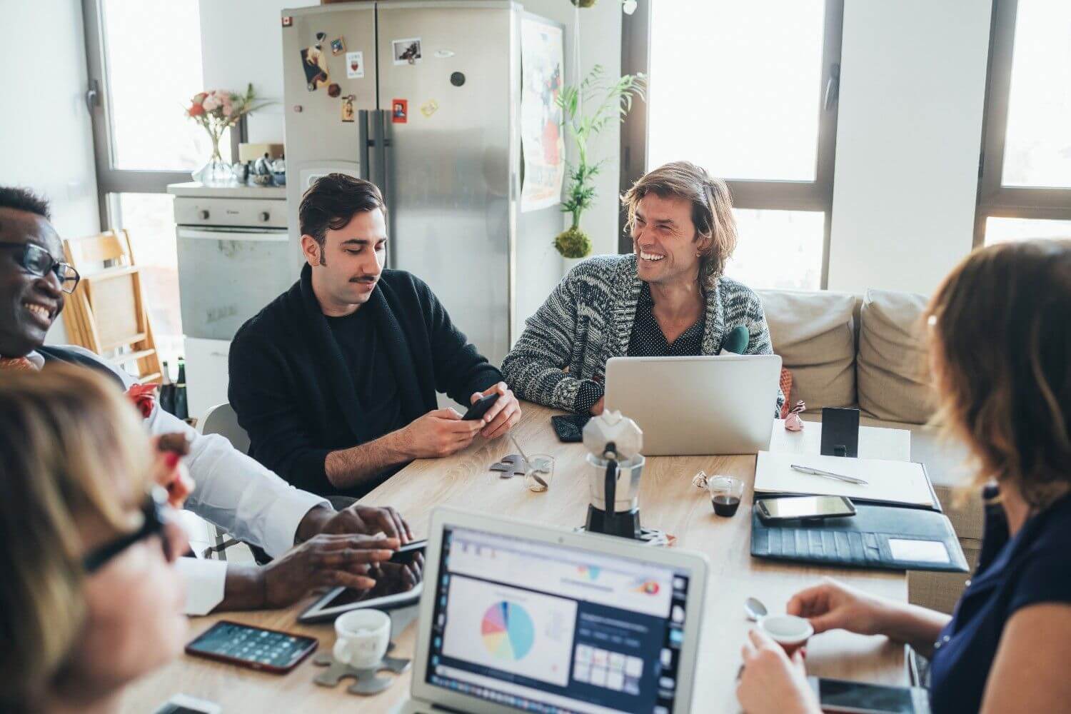 Casual team meeting coffee break