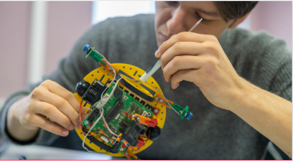 A Student Working on a Project