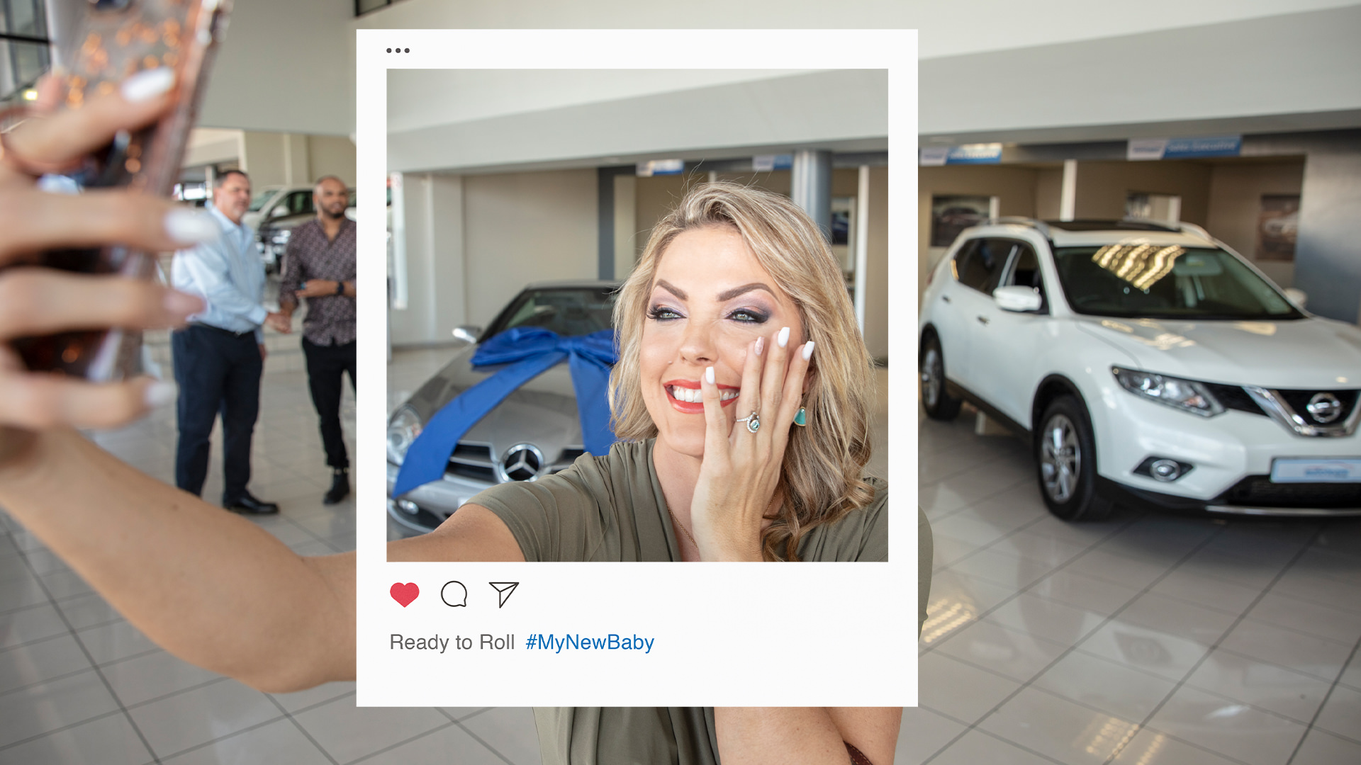 Car dealership scene from Coronation's #Unseen campaign