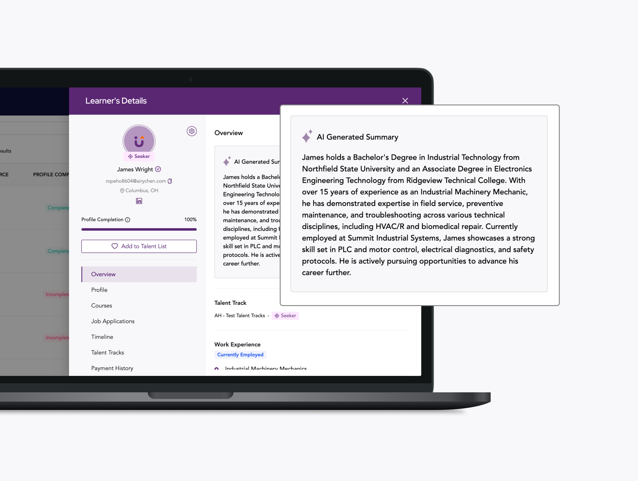 AI learner summary