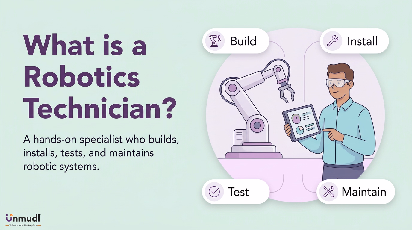Robotics technician building, installing, testing and maintaining robotic systems