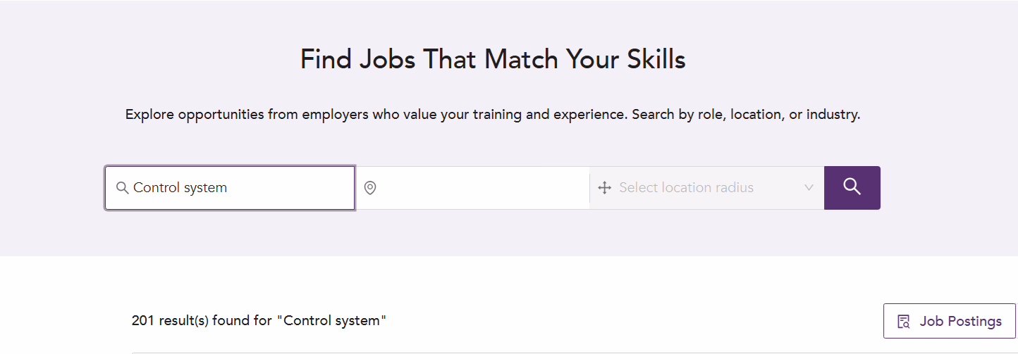 Searching for control system technician jobs on Unmudl