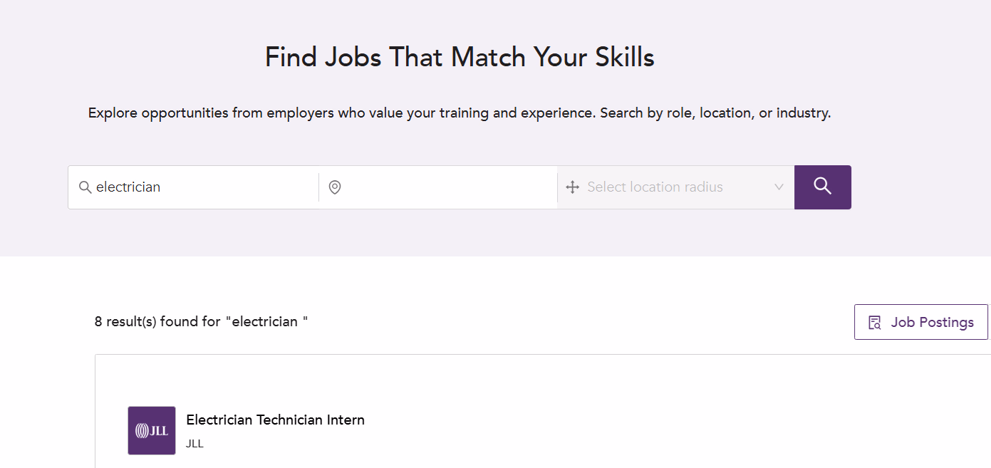 Searching for electrician jobs on the Unmudl job board