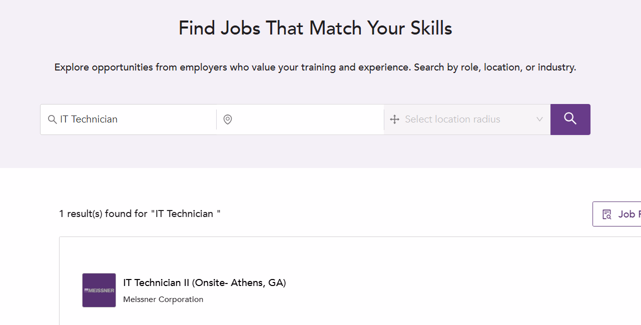 Searching for IT technician jobs on Unmudl