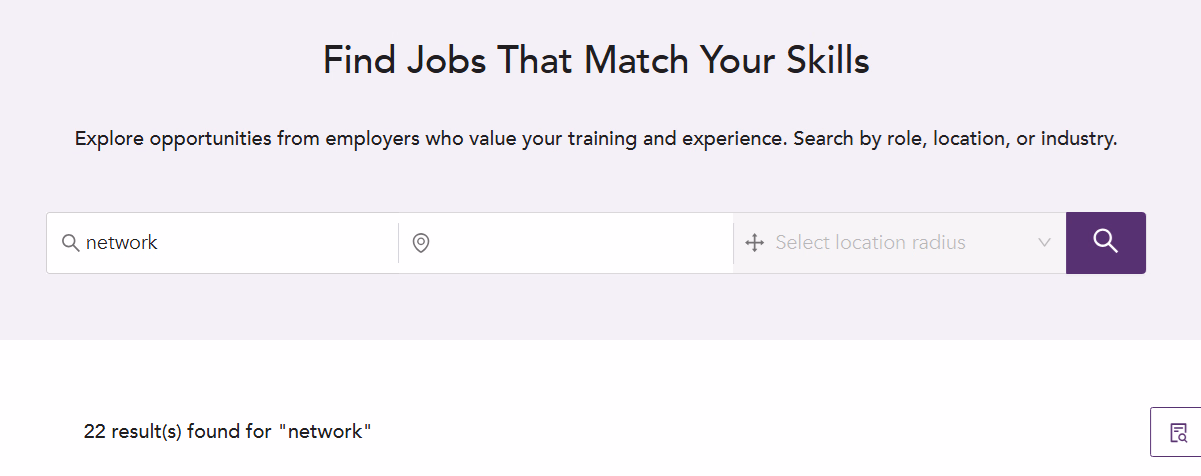 Searching for network jobs on Unmudl