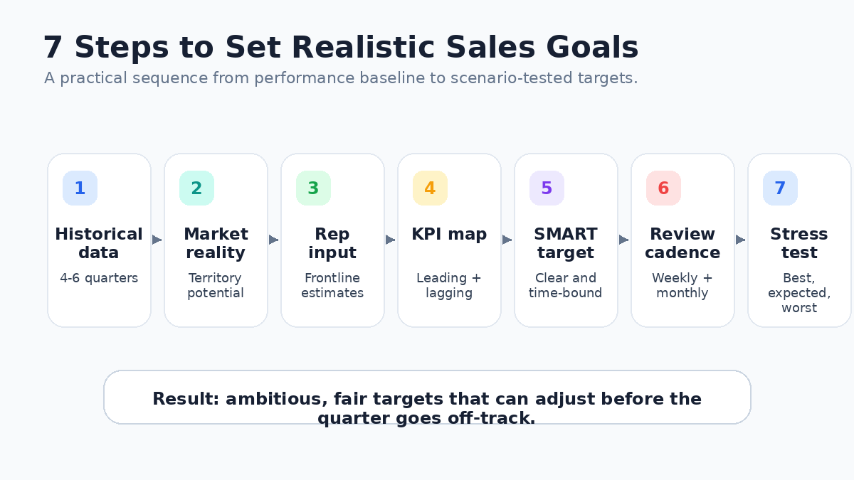 Seven-step process for setting realistic sales goals.