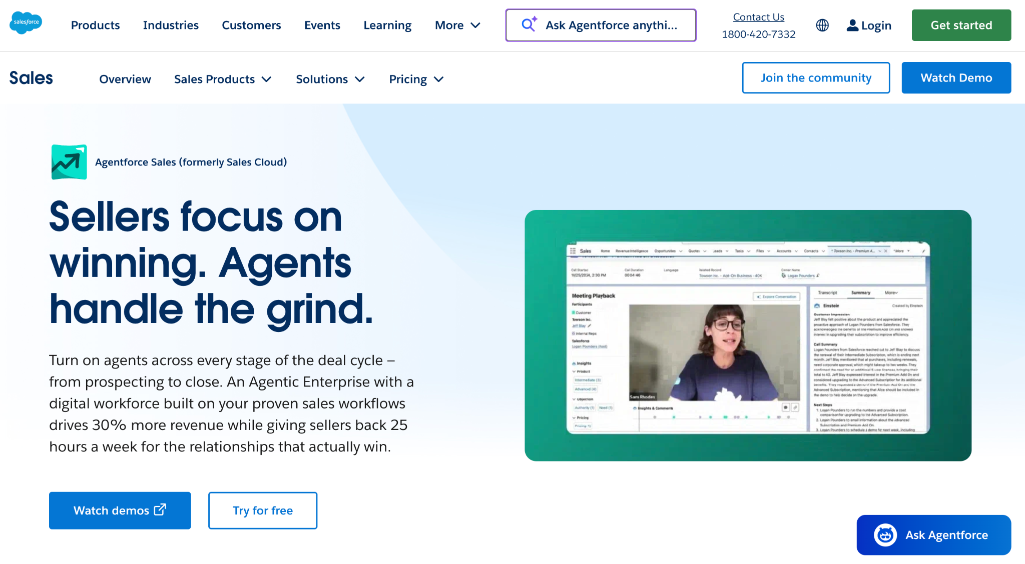 Salesforce Sales Cloud homepage