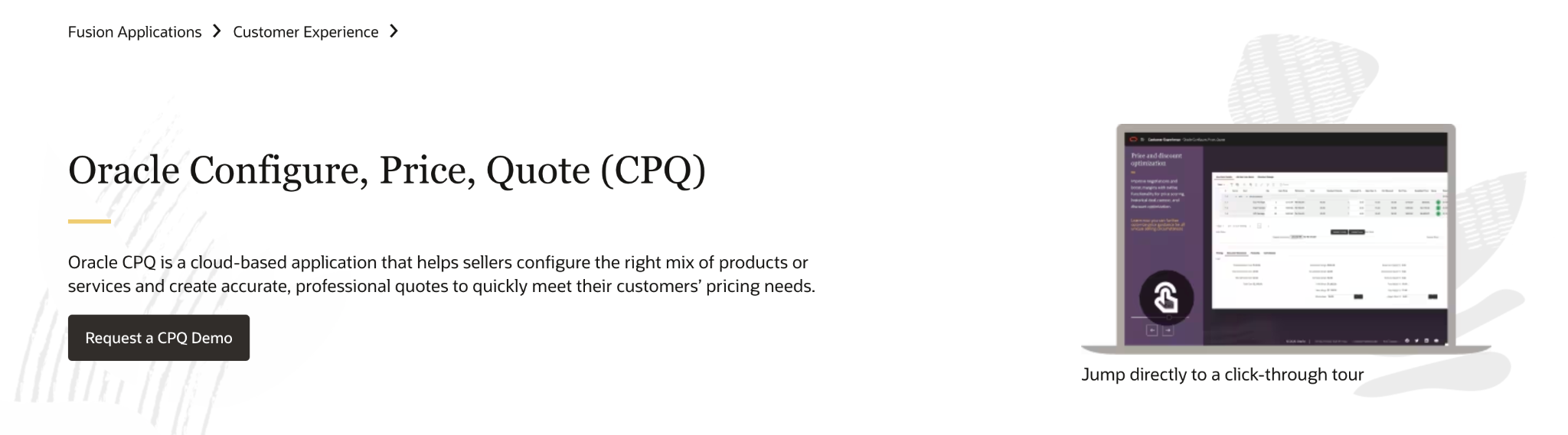 Oracle CPQ homepage