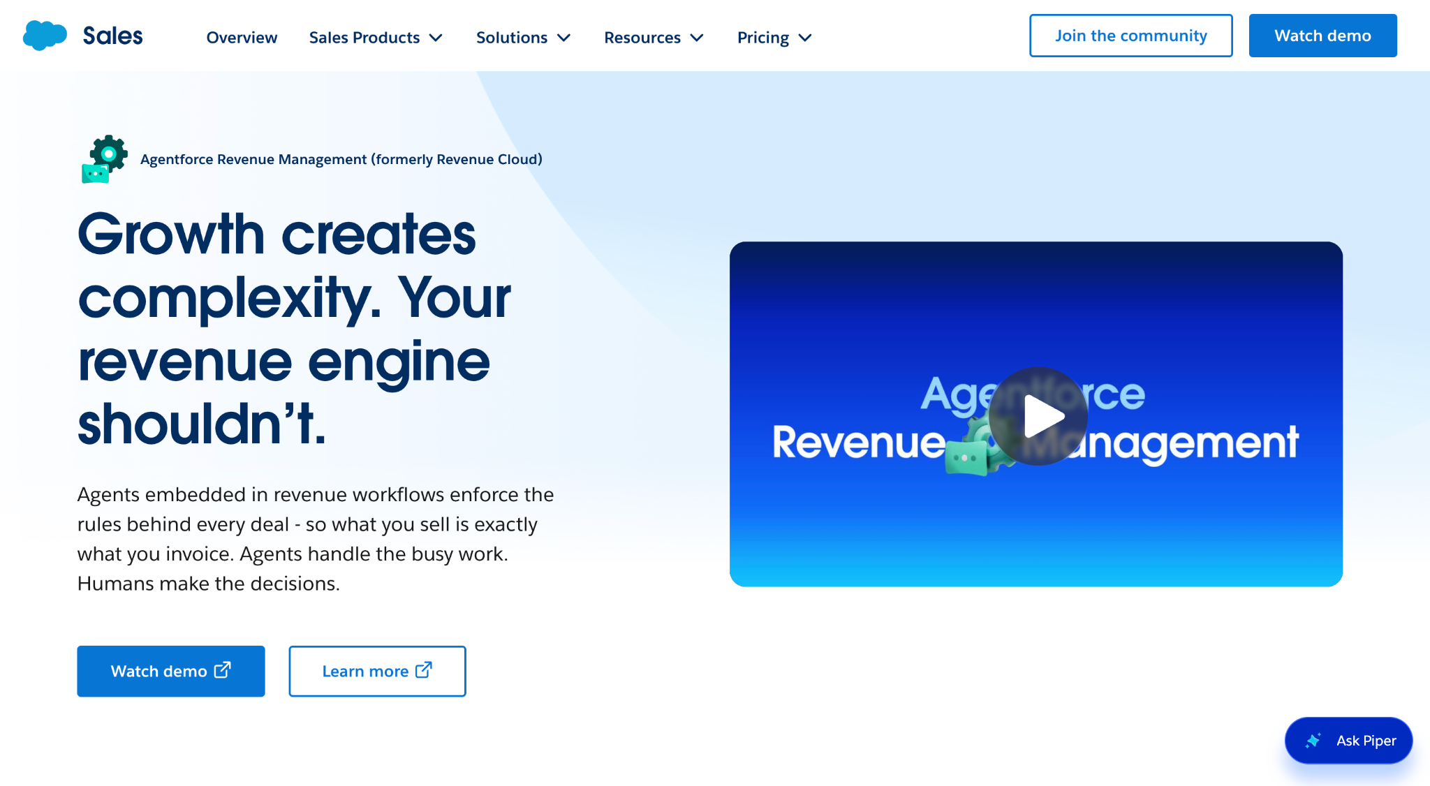 Salesforce Revenue Cloud homepage