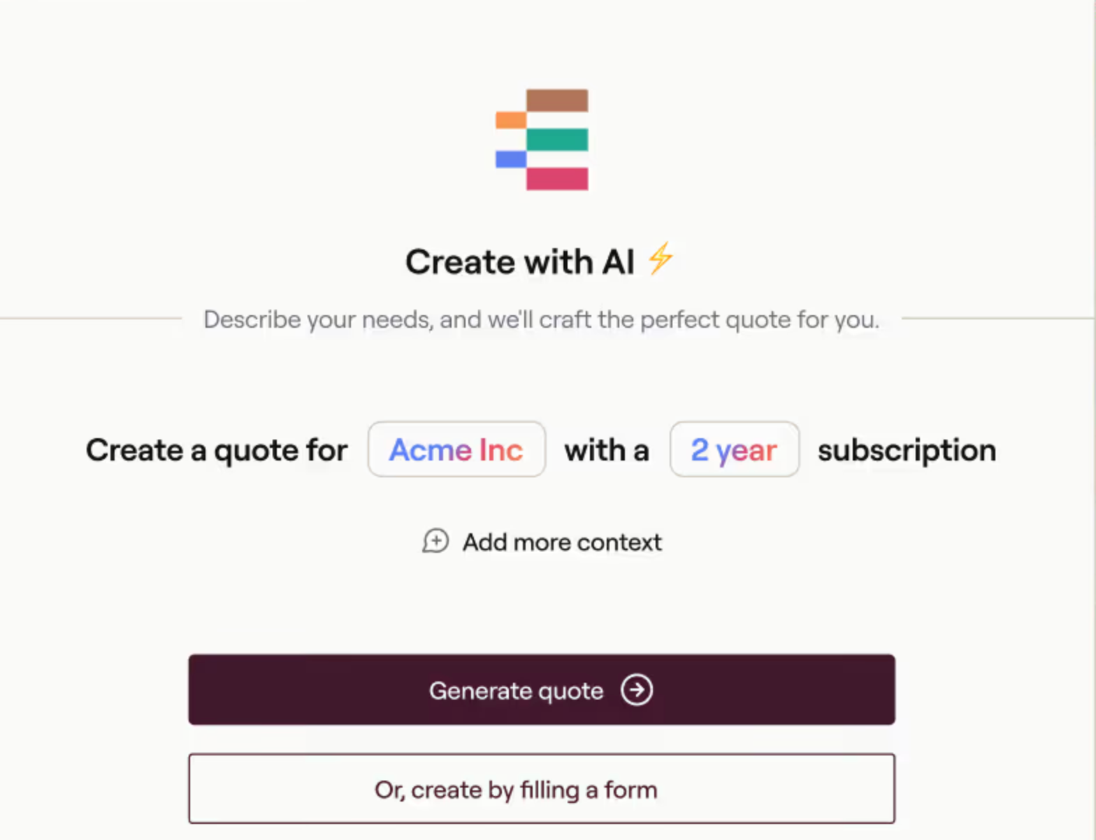 Everstage AI generates a sales quote from deal context.