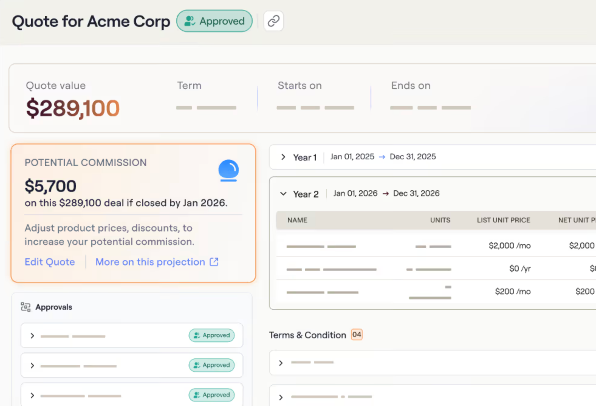 Everstage shows potential commissions while building a quote
