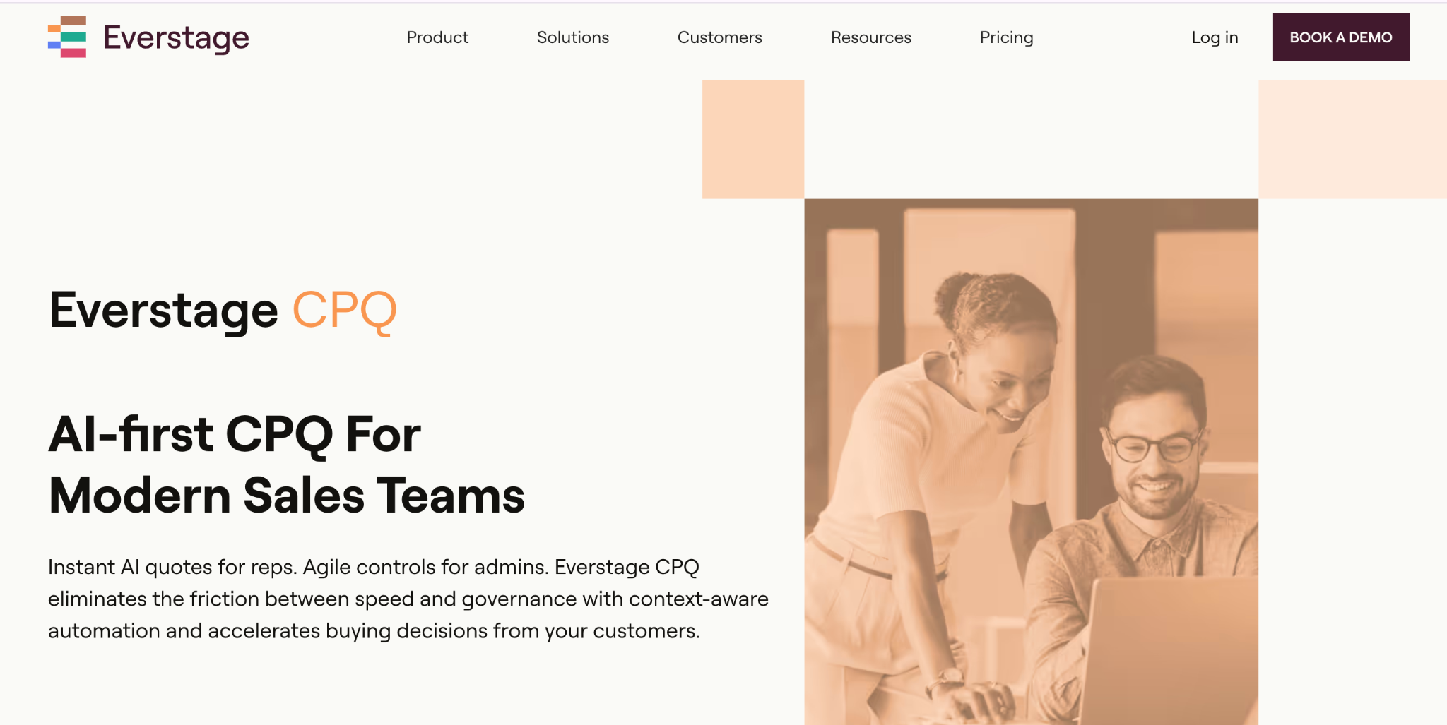 Everstage CPQ’s homepage