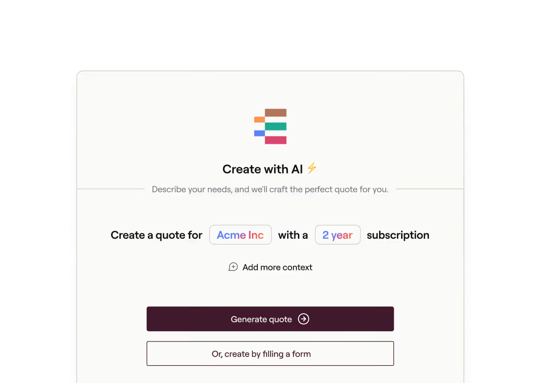 Everstage CPQ AI assisted quote creation process