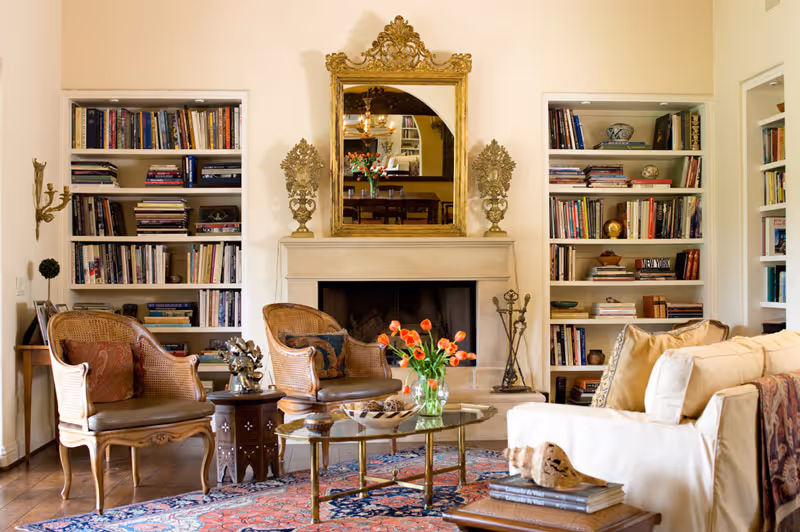 San Diego House Living Room with Bookcases