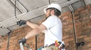 Electrician working on new construction