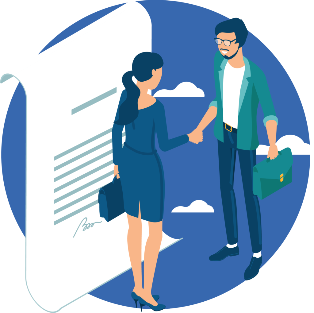 A freelancer finalizing a contract with a client.