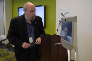 Jack as the "Bender" BEAM robot interacting at an X Prize meeting