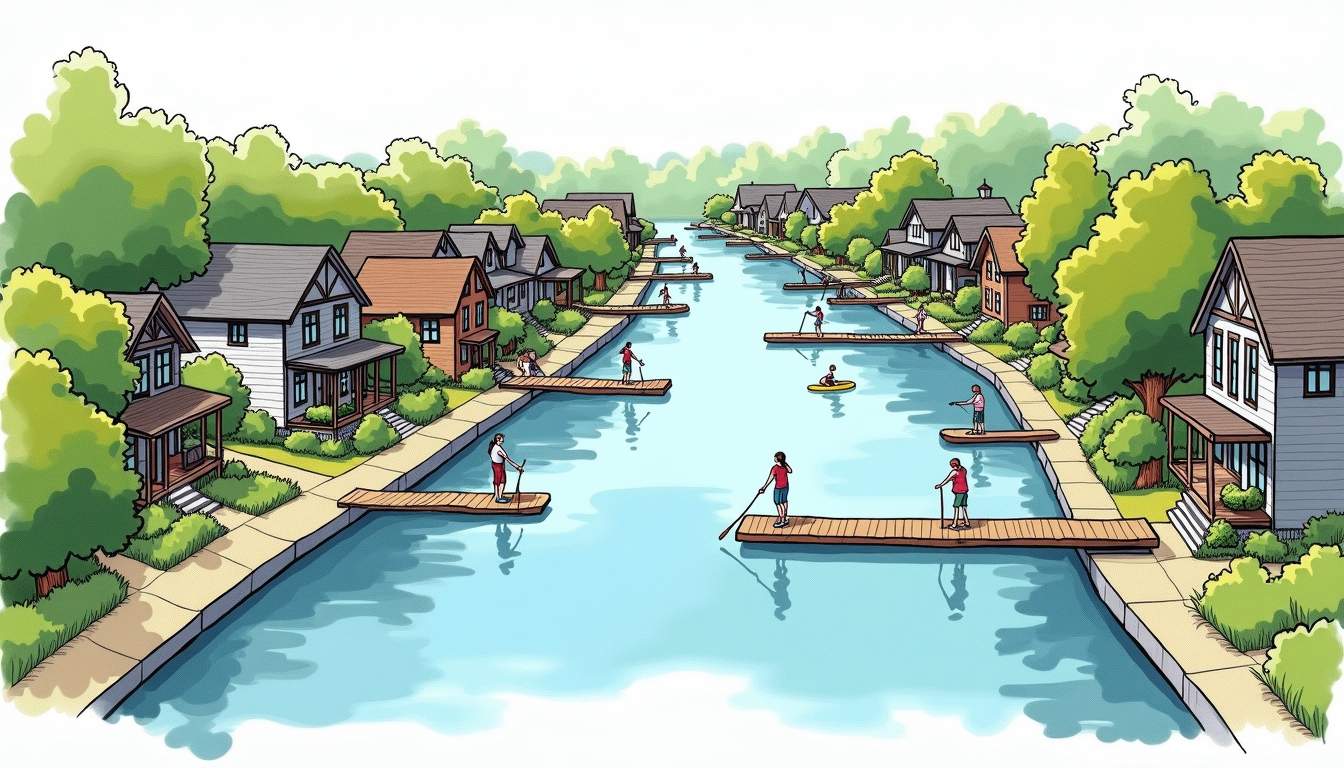 Social Neighborhood With Paddleboard Trails: Building Active Waterfront Communities