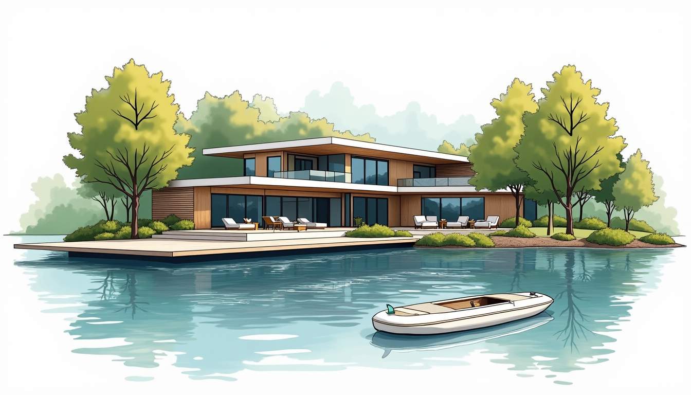 Custom Estate With Paddle Access: Waterfront Design and Amenities