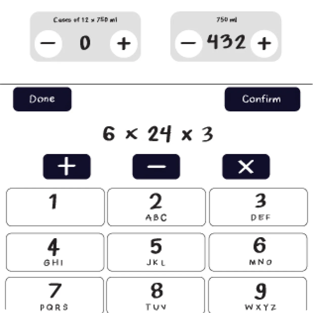 WISK inventory in-app calculator