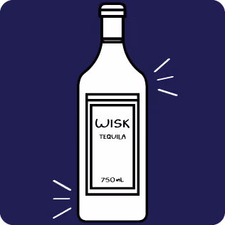 Illustration of a 750mL bottle labeled 'WISK Tequila,' used to track a top product.