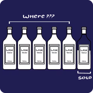loss of 100 oz of 'WISK Tequila,' with 25 oz sold but 125 oz used.