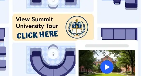 Customizable Remo event banners featuring university logos and call-to-action buttons for virtual campus tours and external links