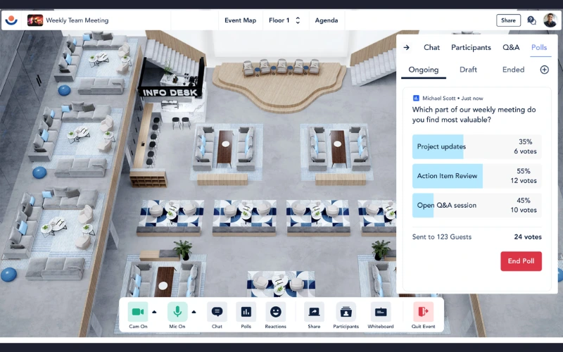 An ongoing poll on Remo's online meeting platform