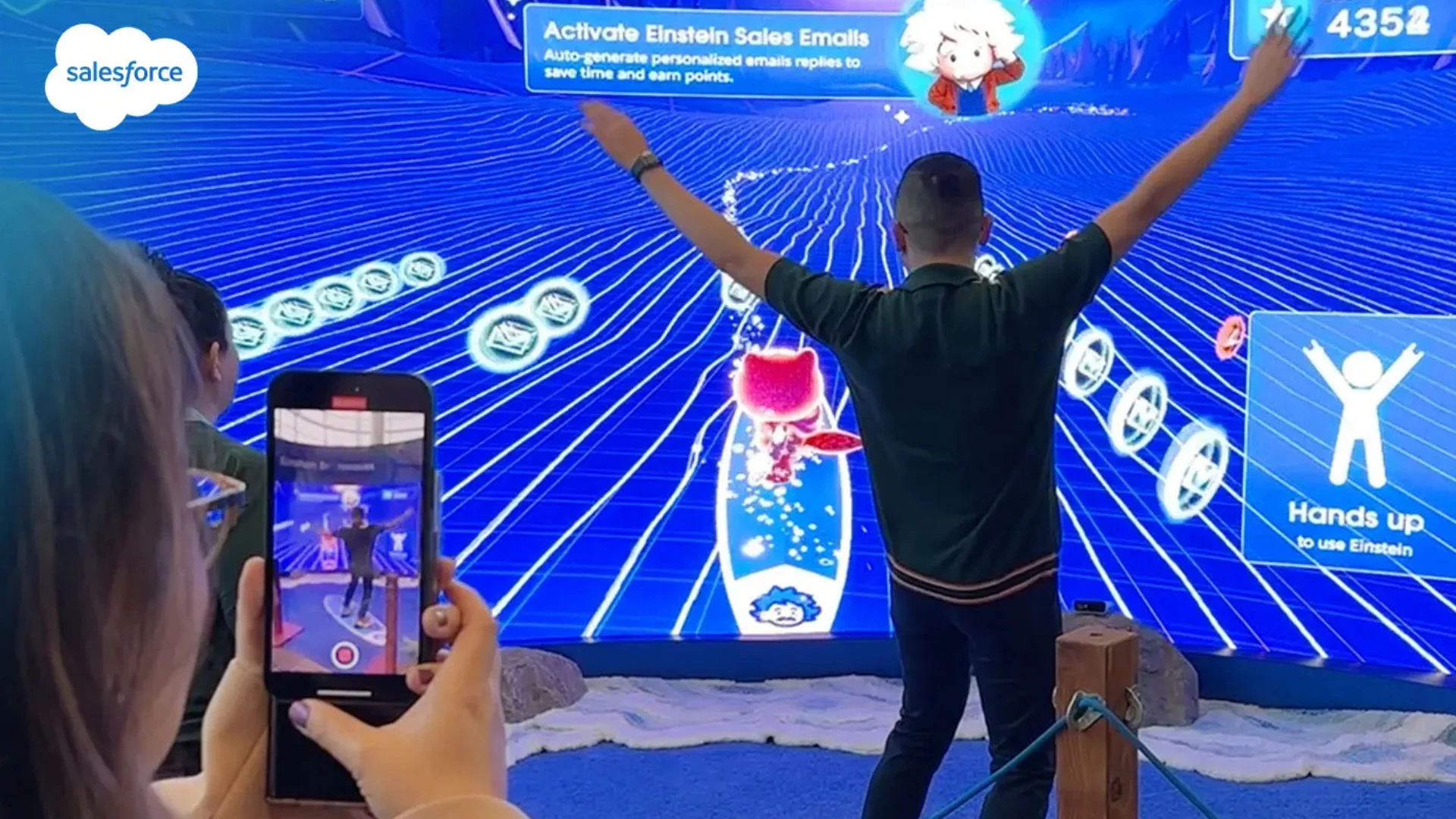 An attendee participating in an immersive event experience provided by Groove Jones