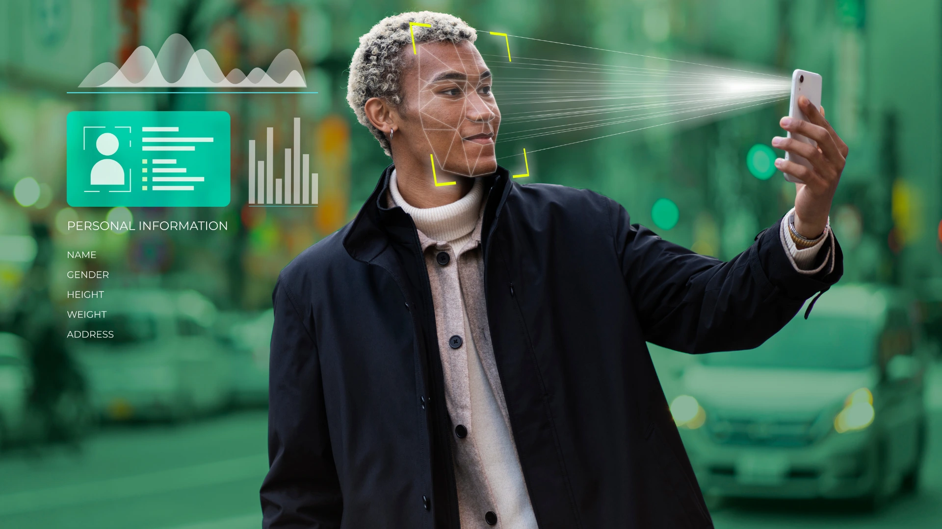 A person holding a phone using AI for facial scanning to symbolize the benefits of using AI