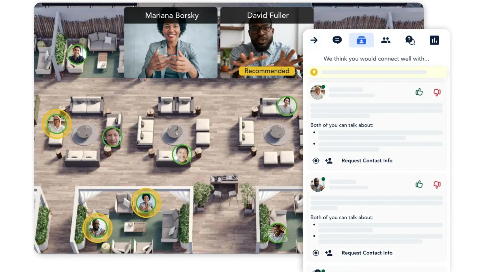 AI in events used by Remo to match attendees at virtual mixers through smart data-driven networking features.