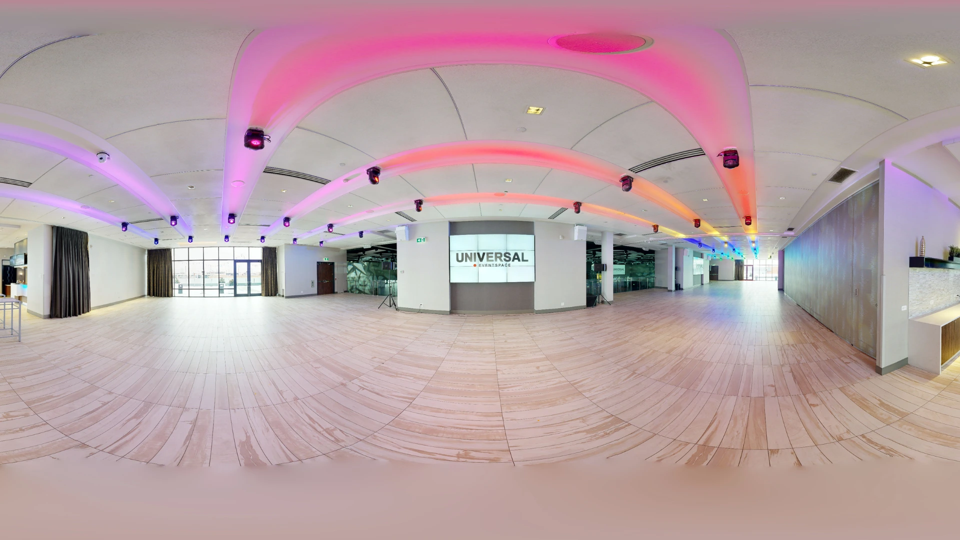 VR events virtual tour of Universal Eventspace venue with immersive 360-degree view for event planning and destination showcases.