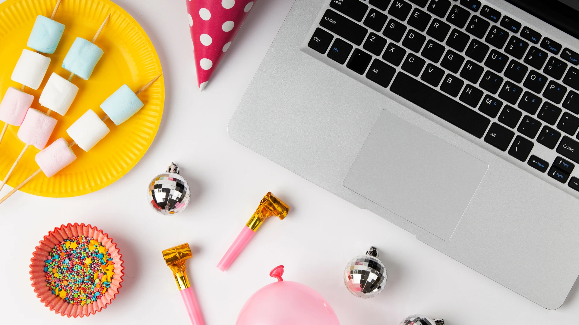 Decorations, backgrounds, and snacks to complement Virtual Olympics party games and ideas